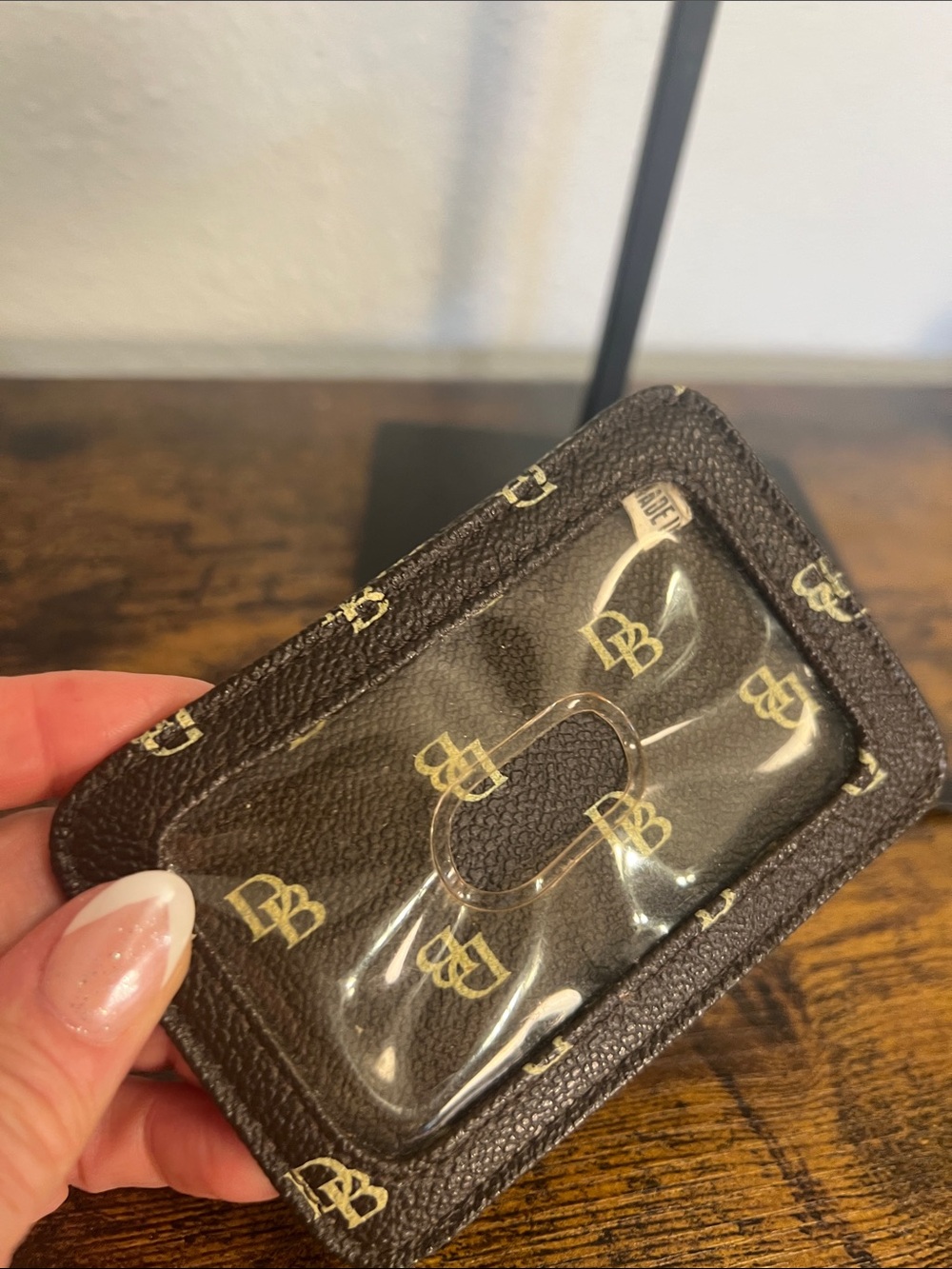 BB Monogram Clear Window Card Holder - Black and Gold